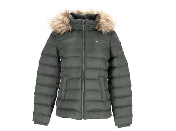 Tommy Hilfiger Womens Essential Hooded Down Jacket Green Polyester  ref.1251771