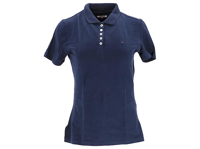 Camisa polo feminina essencial de algodão orgânico Tommy Hilfiger em algodão azul marinho  ref.1251772