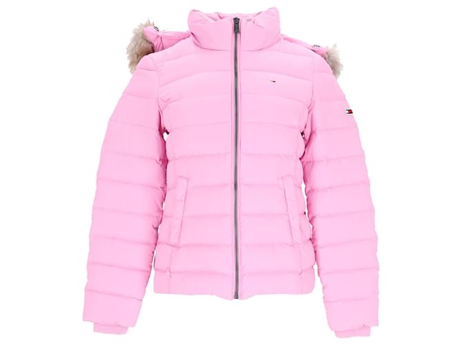 Tommy Hilfiger Womens Essential Hooded Down Jacket Pink Polyester  ref.1251774