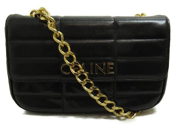 Céline Matelasse Monochrome Logo Chain Shoulder Bag Leather  ref.1251819