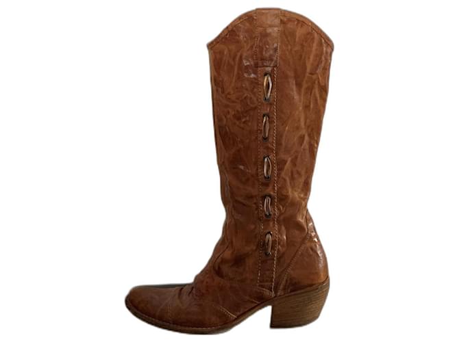 Autre Marque TEXAN STYLE BOOTS Camel Leather  ref.1251906