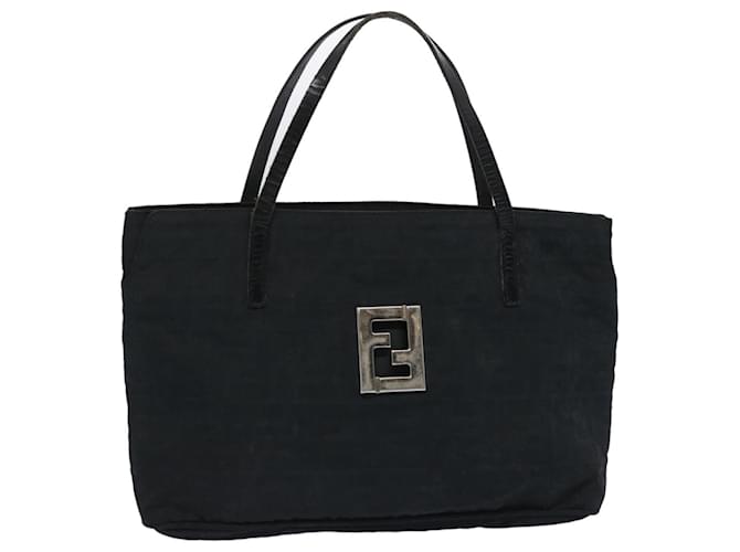 FENDI Zucca Canvas Hand Bag Black Auth yk10704  ref.1251915