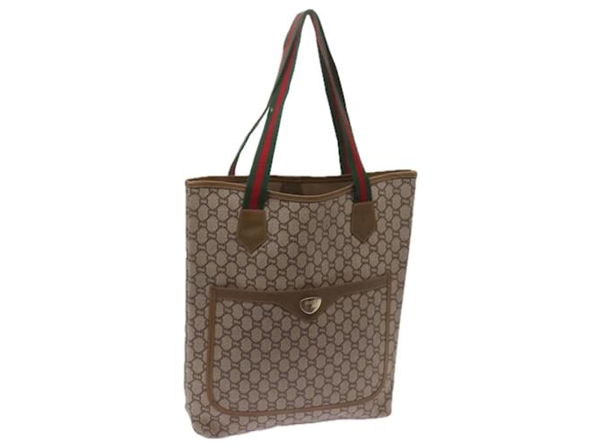 GUCCI GG Plus Supreme Web Sherry Line Tote Bag PVC Beige Red Green Auth ep3451 Cloth  ref.1251924