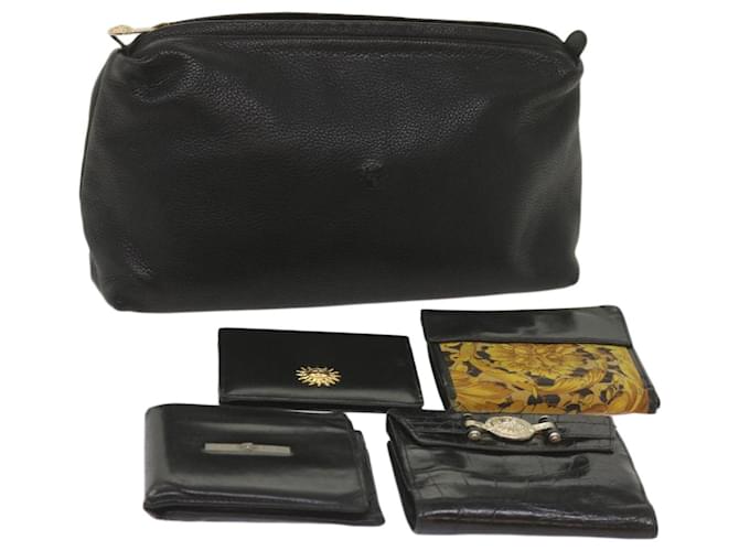 Gianni Versace Pouch Wallet Leather 5Set Black Auth bs11989  ref.1252010