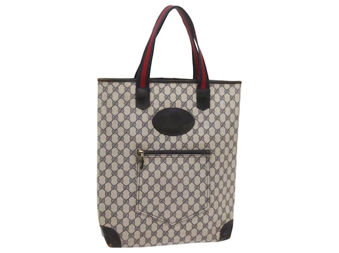 GUCCI GG Supreme Sherry Line Tote Bag PVC Leather Red Navy 010 378 Auth ac2770 Navy blue  ref.1252011