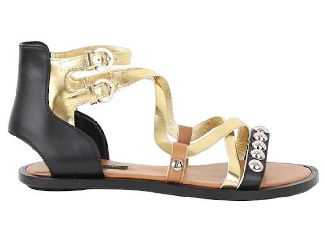 Louis Vuitton Sapatos de sandália de couro Dourado  ref.1252023