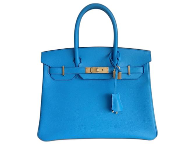 Hermès Hermes Birkin 30 bag in blue Frida Leather  ref.1252099