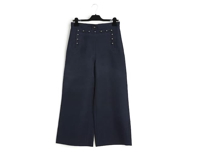 Christian Dior Chiuri Pants FR40 Navy Cotton Sailor Pants US29 Navy blue  ref.1252124