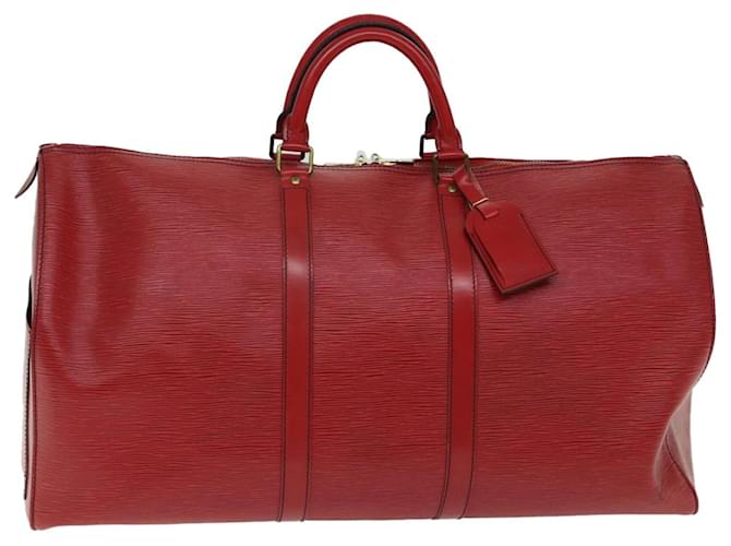Keepall Louis Vuitton Red Leather  ref.1252169