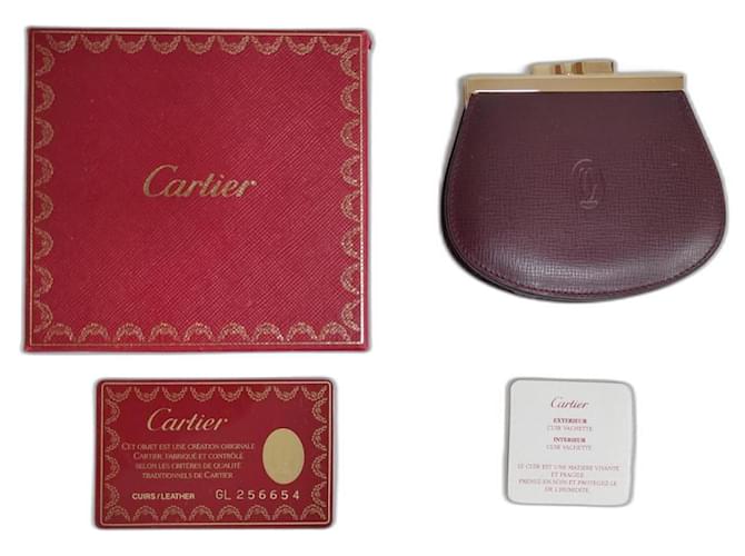 Cartier Bolsas, carteiras, estojos Bordeaux Couro  ref.1252192