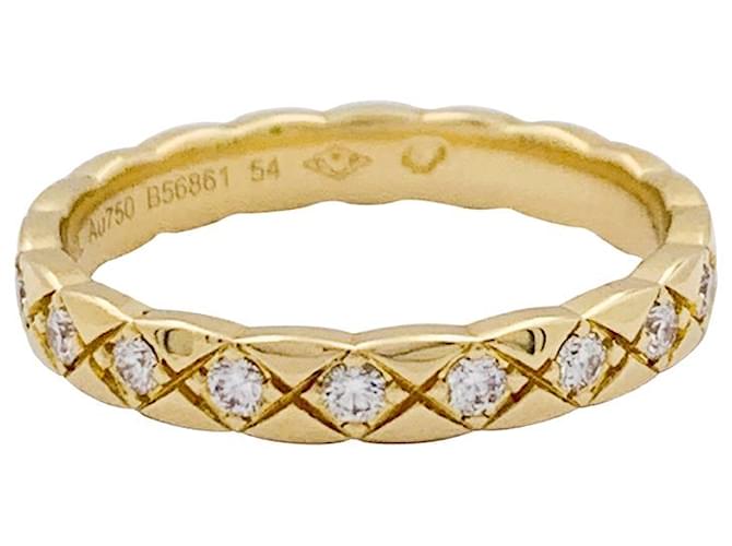 Bague alliance Chanel, "Coco Crush", or jaune, diamants. Or blanc  ref.1252238