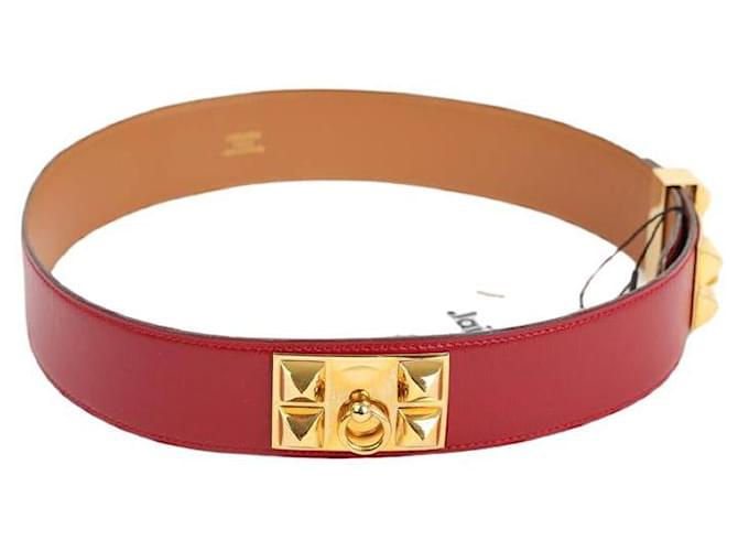 Hermès Leather belt Red  ref.1252284