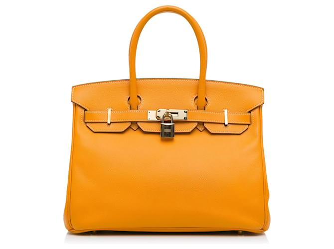 Birkin Hermès HERMES BolsosPiel Naranja Cuero  ref.1252304