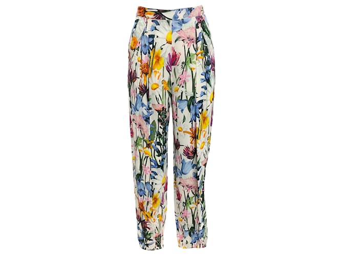 Autre Marque Stella McCartney Pantalon de jogging blanc à imprimé floral multicolore Viscose  ref.1252307