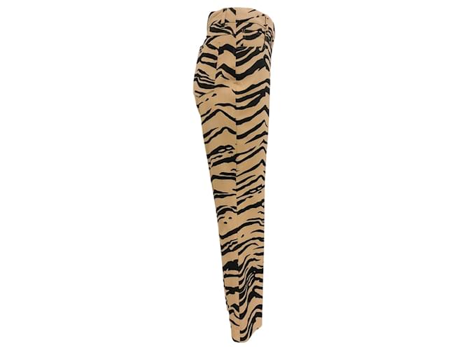 Autre Marque Stella McCartney Tan / Schwarze Schlaghose mit Print auf dem Obermaterial Braun Wolle  ref.1252311