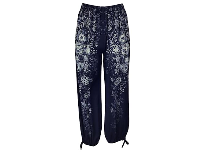 Autre Marque Cloe azul / Pantalones de crepé con estampado floral en beige Viscosa  ref.1252318