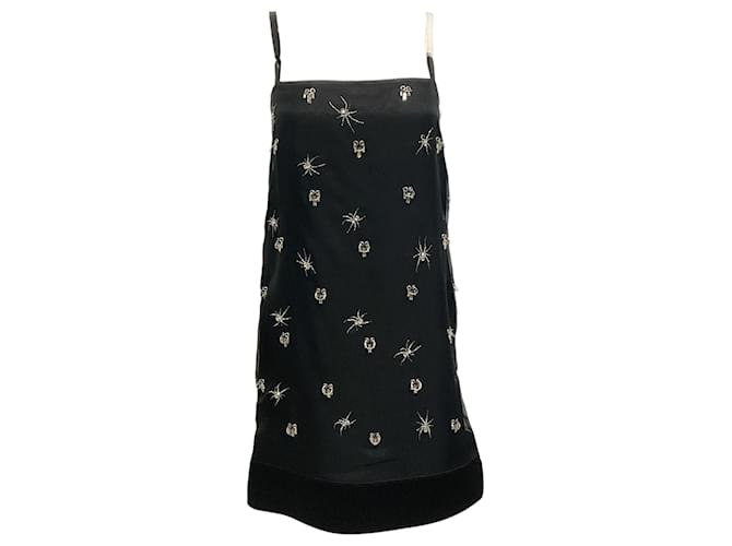 Autre Marque Vestido negro de Givenchy con adornos de arañas de cristal Poliéster  ref.1252327