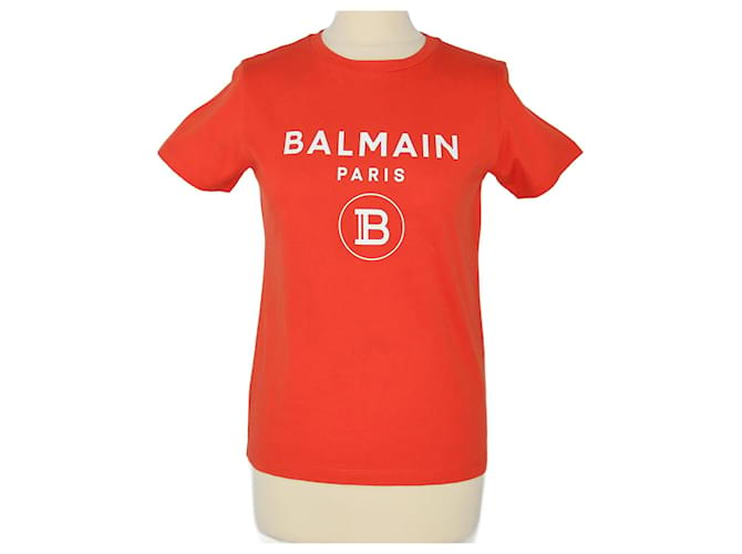 T-shirt teenager Balmain con logo rosso Cotone  ref.1252338