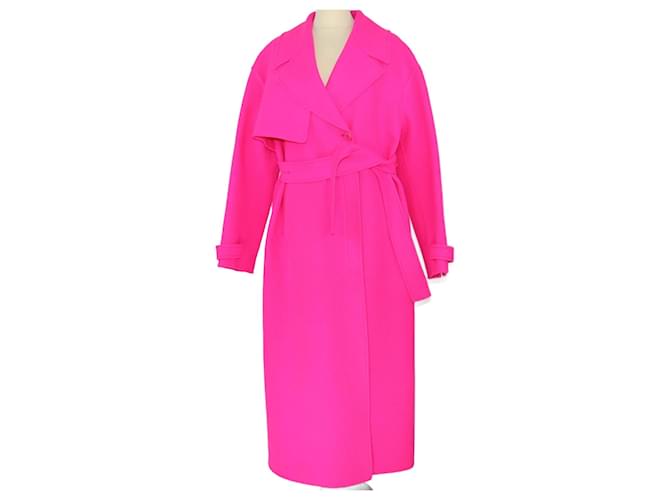 Jacquemus Trench oversize rose fluo Laine  ref.1252346