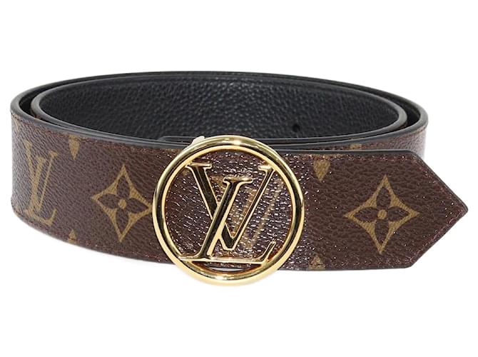 Cinturón reversible con círculo Lv y monograma marrón de Louis Vuitton Castaño Lienzo  ref.1252349