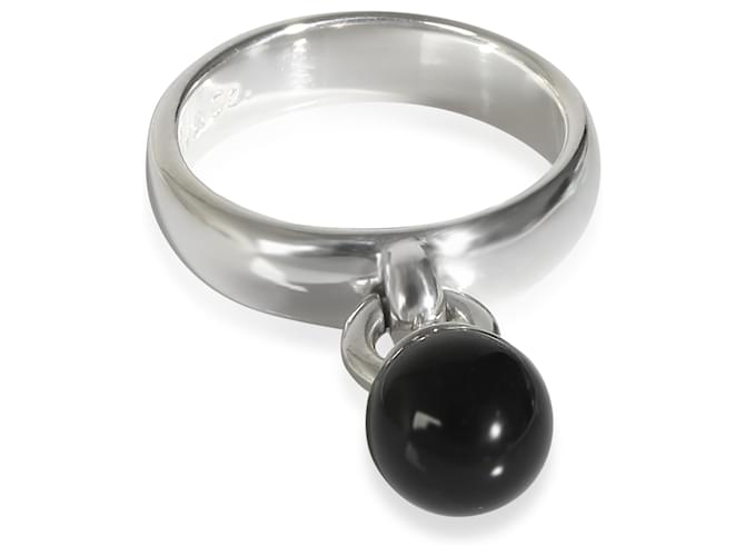TIFFANY & CO. Vintage Onyx Charm Ring in  Sterling Silver  ref.1252399