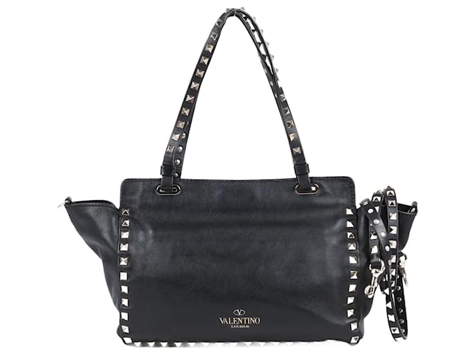 Valentino Garavani Rockstud Black Leather Shoulder Bag  ref.1252444