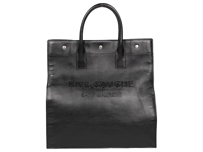 SAINT LAURENT Smooth Calfskin Rive Gauche Tote in Black Leather  ref.1252457