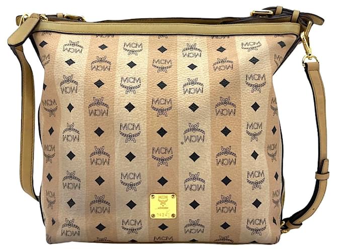 MCM 2Way shoulder bag in ivory nude, crossbody bag, handbag, purse with logo.  ref.1252491