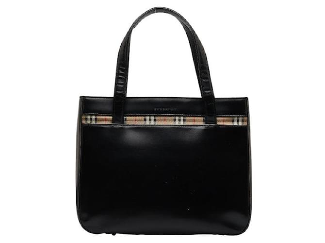 Sac fourre-tout en cuir avec motif Nova Check Shadow de Burberry en très bon état Noir  ref.1252525