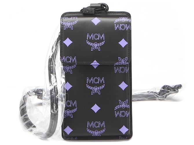 MCM Splash Logo Monogram Phone Crossbody Bag Couro Outro em excelente estado  ref.1252556