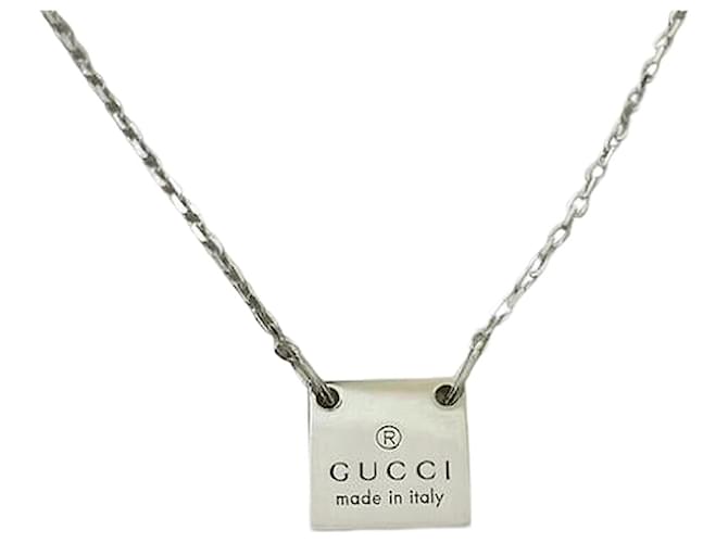 Gucci Collana a catena con placca con logo Metallo  ref.1252598