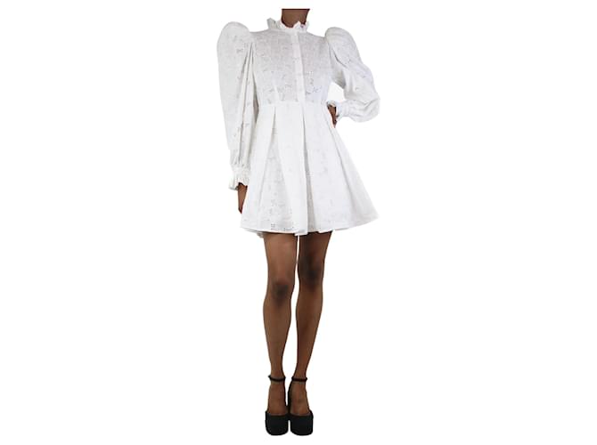 Autre Marque White high-neck broderie anglaise dress - size XS Cotton  ref.1252604