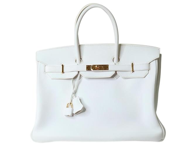 Hermès White 2007 Birkin 35 Bag in Clemence Leather  ref.1252629