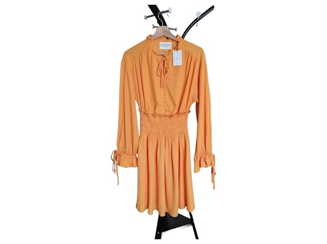 Robe mini orange en viscose à manches longues Claudie Pierlot  ref.1252652