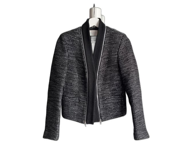 Sandro Schwarz/Silber Tweed-Jacke