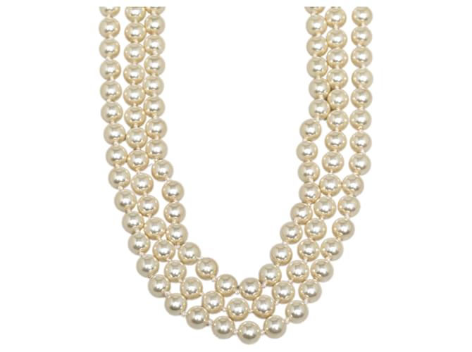 Collar de perlas de imitación con logo YSL adornado con cristales blancos de Saint Laurent  ref.1252695