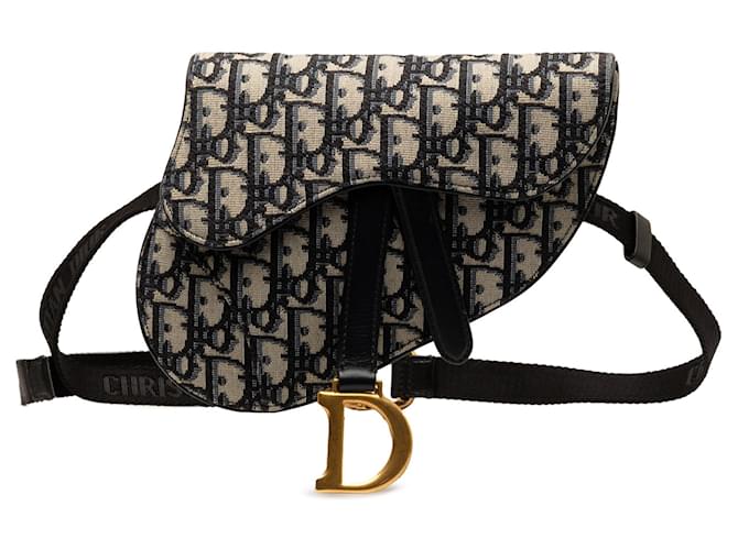 Dior Blue Oblique Canvas Saddle Belt Bag Cloth Cloth  ref.1252706