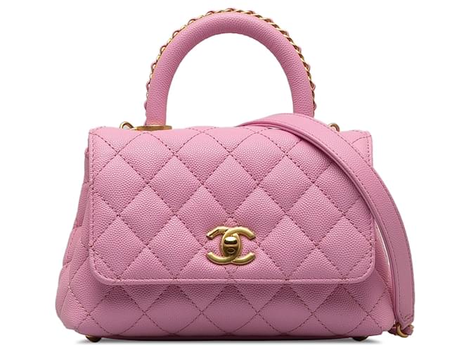 Chanel Pink Extra Mini Caviar Coco Handle Bag Leather  ref.1252711