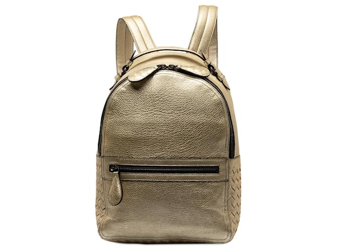 Bottega Veneta Gold Intrecciato Backpack Golden Leather Pony-style calfskin  ref.1252720