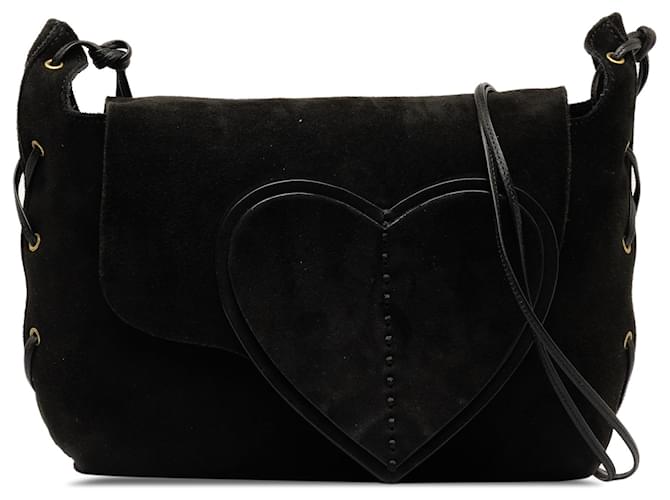 Gucci Black Suede Heart Crossbody Leather  ref.1252722