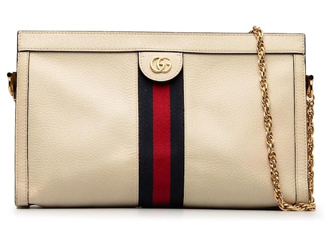 Gucci White Leather Ophidia Chain Crossbody Pony-style calfskin  ref.1252745