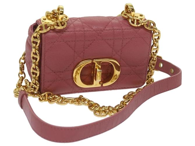 Christian Dior Caro Shoulder Bag Leather Pink Auth 66700A  ref.1252829