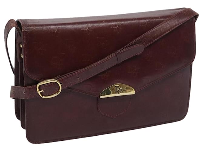 Christian Dior Shoulder Bag Leather Wine Red Auth bs12110  ref.1252901