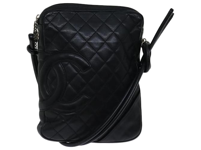CHANEL Cambon Line Shoulder Bag Leather Black CC Auth hk1072  ref.1252903