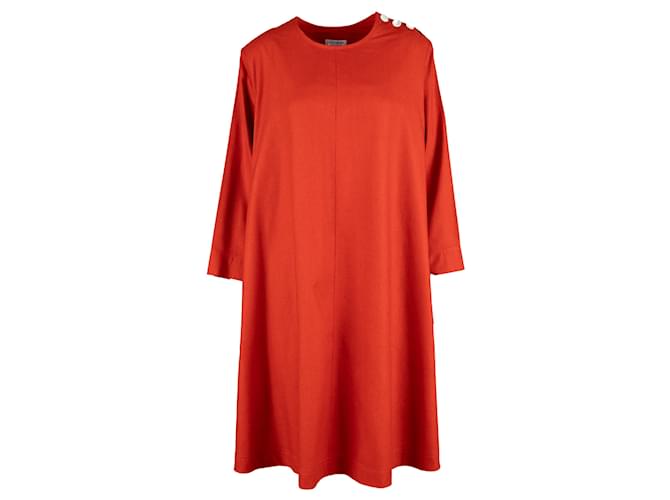 Yves Saint Laurent Midi Dress Red Silk  ref.1252918