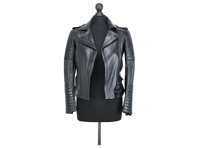 Burberry Biker jackets Black Leather  ref.1252927