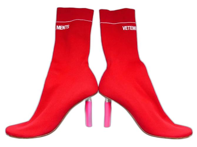 Vêtements Vetements lighter heel sock boots Red Synthetic  ref.1252960