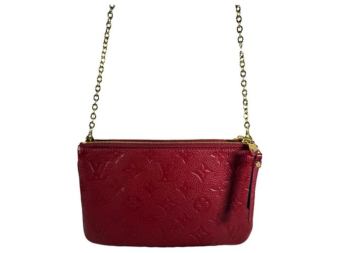 Borsa a Tracolla Louis Vuitton Double Zip Pelle Granata Blu Bordò