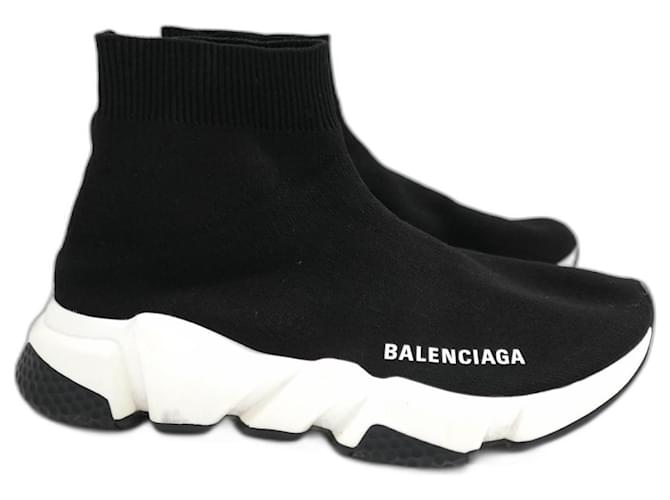 Sneakers chaussettes en tricot noir et blanc Balenciaga Speed Synthétique  ref.1252968