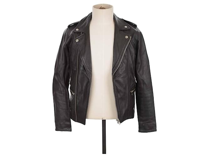 Sandro Leather jacket Black  ref.1252984